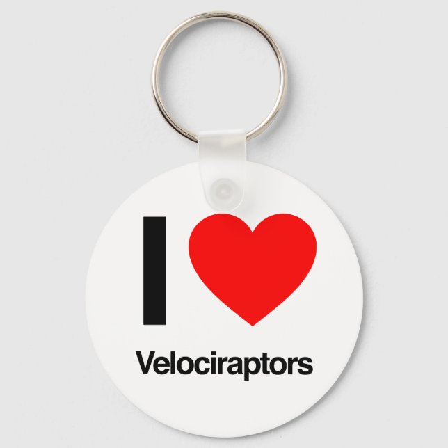 i love velociraptors keychain (Front)