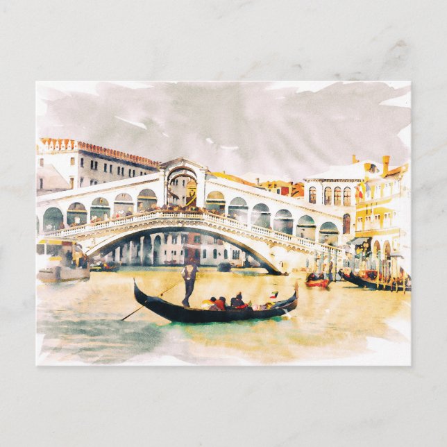 I Love Venice, Italy - Vintage Aquarelle Style Postcard (Front)