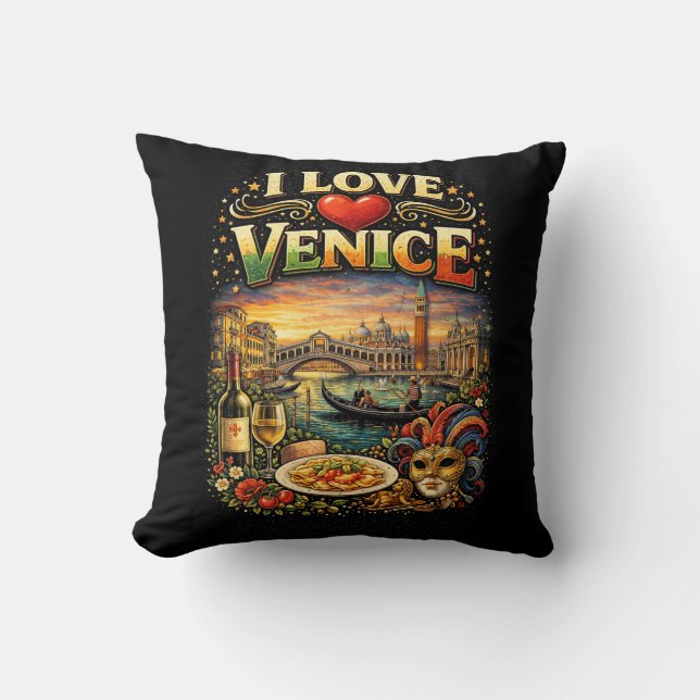 I Love Venice Throw Pillow (Front)