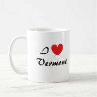 I Love Vermont Heart Typography Coffee Mug