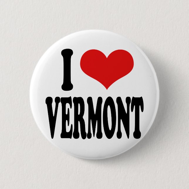 I Love Vermont Pinback Button (Front)