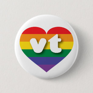 I Love Vermont Rainbow Heart Button