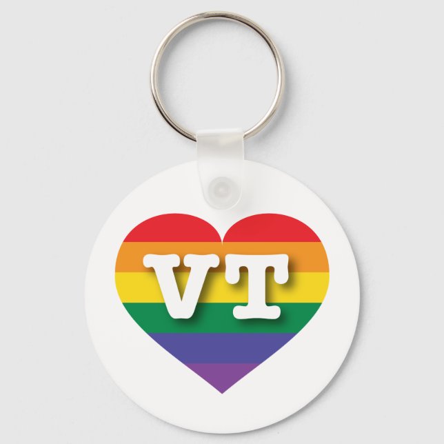 I Love Vermont Rainbow Heart Keychain (Front)