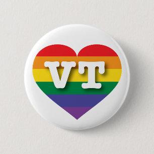 I Love Vermont Rainbow Heart Pinback Button