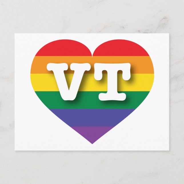 I Love Vermont Rainbow Heart Postcard (Front)