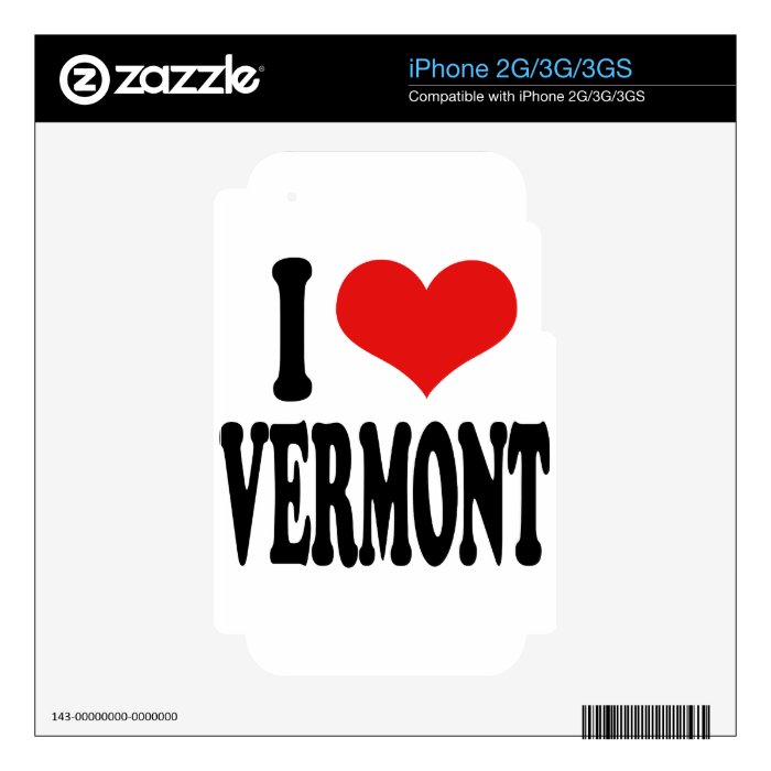 I Love Vermont Skins For iPhone 3G