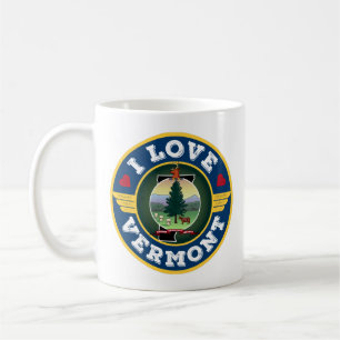 I Love Vermont State Flag and Map Coffee Mug