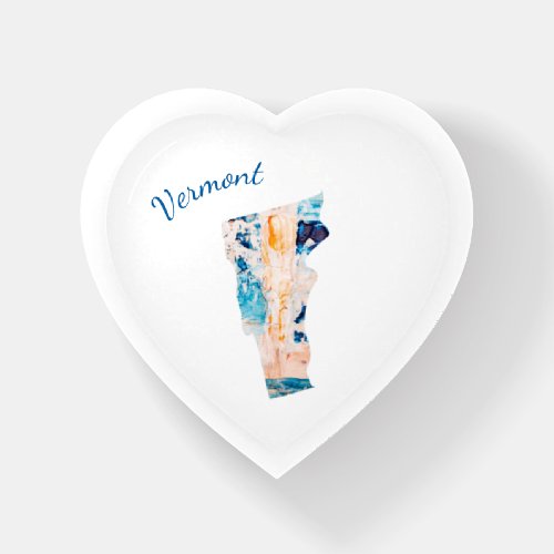 I Love Vermont State Outline Abstract Heart Paperweight