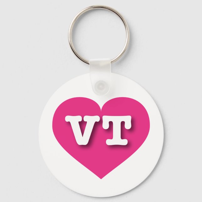 I love Vermont - VT hot pink heart Keychain (Front)
