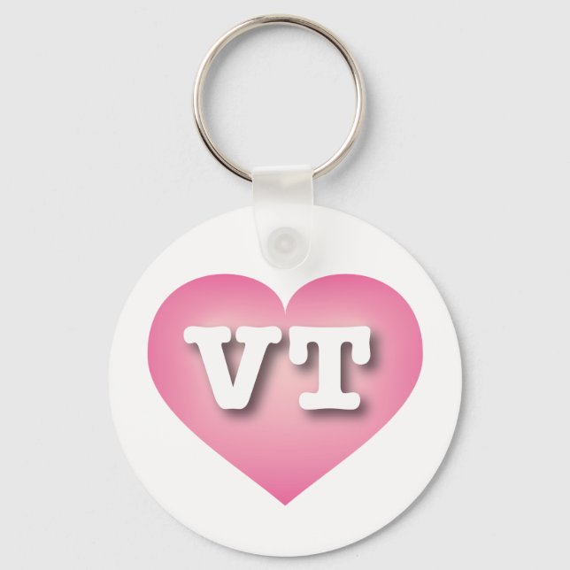 I love Vermont - VT pink fade heart Keychain (Front)