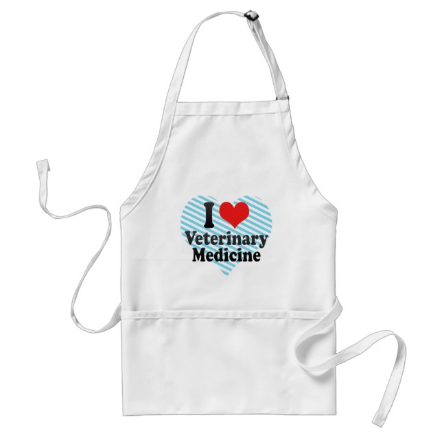 I Love Veterinary Medicine Adult Apron (Front)