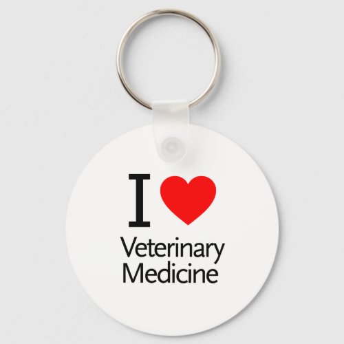 I Love Veterinary Medicine Keychain