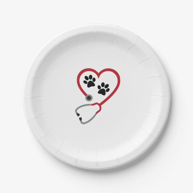 I love Veterinary Medicine Paper Plates (Front)