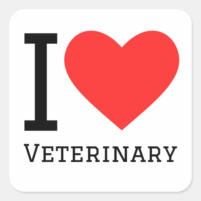 I love veterinary square sticker (Front)