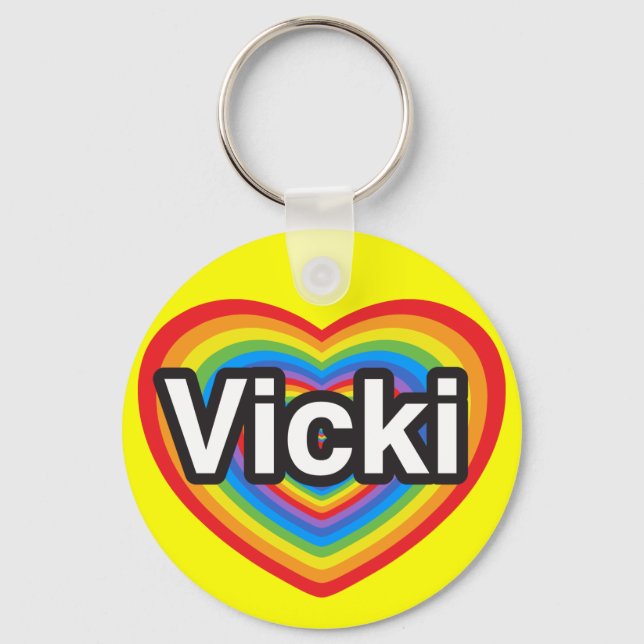 I love Vicki. I love you Vicki. Heart Keychain (Front)