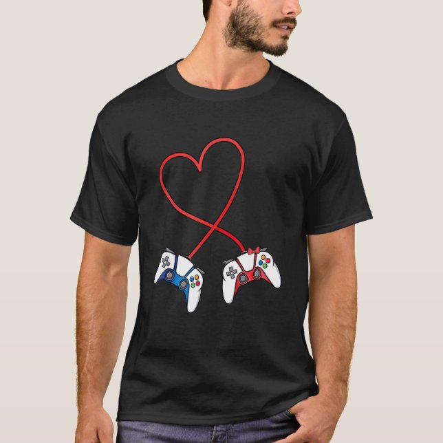 I Love Video Games Valentines Day Controller Gamer T-Shirt (Front)