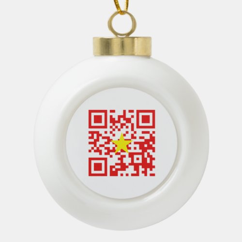 I Love Vietnam Ti Yu Việt Nam Flag QR Code Ceramic Ball Christmas Ornament