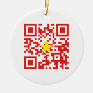 I Love Vietnam (Tôi Yêu Việt Nam) Flag QR Code Ceramic Ornament