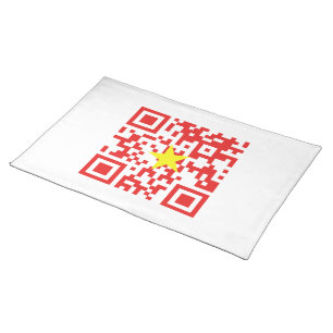 I Love Vietnam (Tôi Yêu Việt Nam) Flag QR Code Cloth Placemat