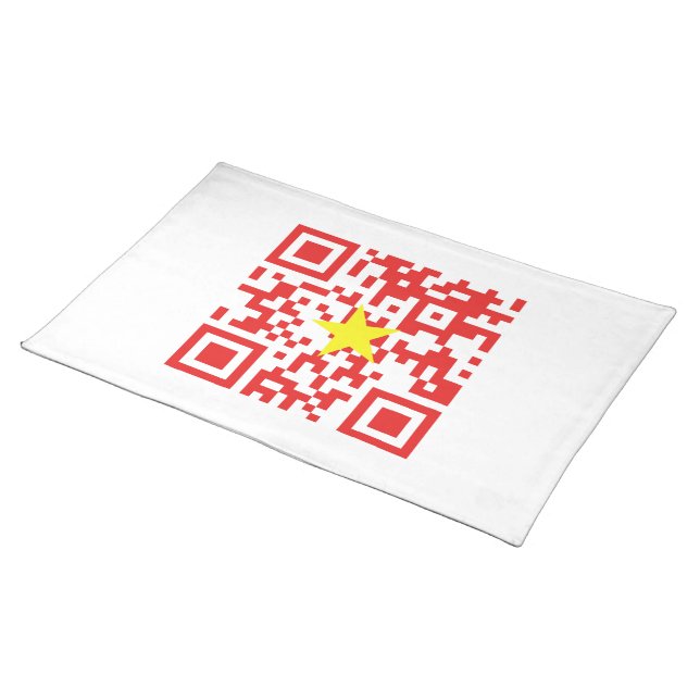 I Love Vietnam (Tôi Yêu Việt Nam) Flag QR Code Cloth Placemat (On Table)