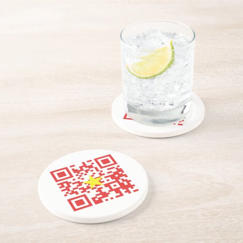 I Love Vietnam Ti Yu Việt Nam Flag QR Code Coaster