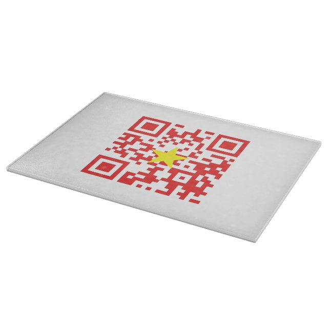 I Love Vietnam (Tôi Yêu Việt Nam) Flag QR Code Cutting Board (Corner)