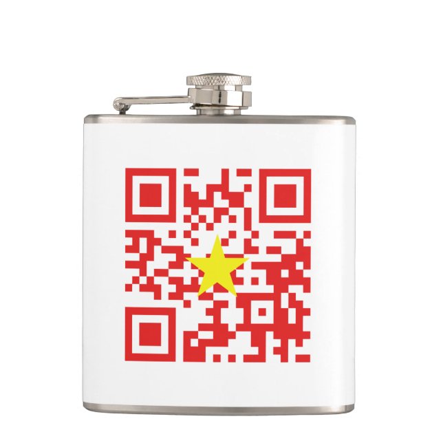 I Love Vietnam (Tôi Yêu Việt Nam) Flag QR Code Flask (Front)