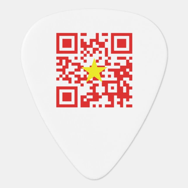 I Love Vietnam (Tôi Yêu Việt Nam) Flag QR Code Guitar Pick (Front)