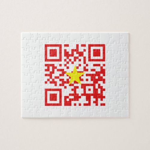 I Love Vietnam Ti Yu Việt Nam Flag QR Code Jigsaw Puzzle