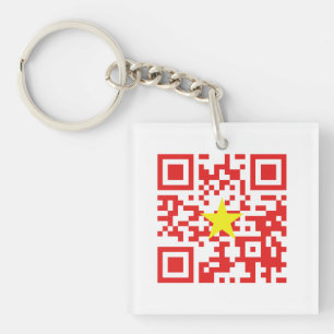I Love Vietnam (Tôi Yêu Việt Nam) Flag QR Code Keychain