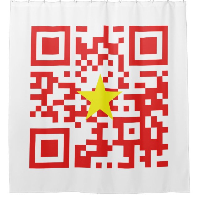 I Love Vietnam (Tôi Yêu Việt Nam) Flag QR Code Shower Curtain (Front)
