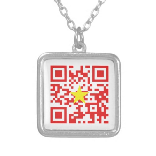 I Love Vietnam Ti Yu Việt Nam Flag QR Code Silver Plated Necklace