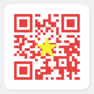 I Love Vietnam (Tôi Yêu Việt Nam) Flag QR Code Square Sticker