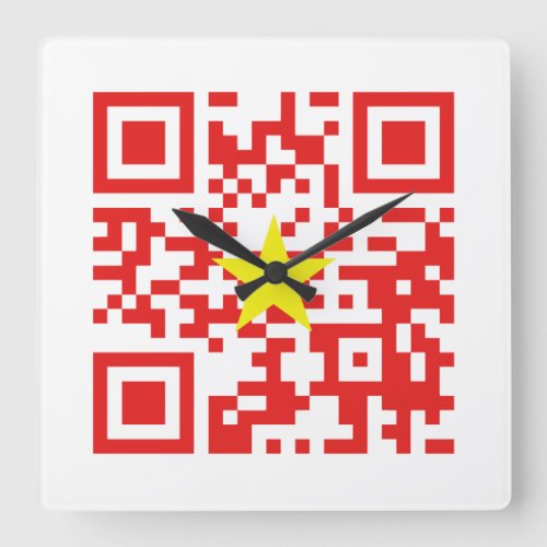 I Love Vietnam Ti Yu Việt Nam Flag QR Code Square Wall Clock