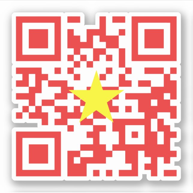I Love Vietnam (Tôi Yêu Việt Nam) Flag QR Code Sticker (Front)