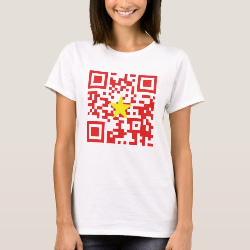 I Love Vietnam Ti Yu Viát Nam Flag QR Code T_Shirt