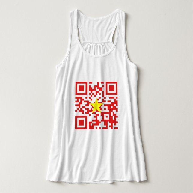 I Love Vietnam (Tôi Yêu Việt Nam) Flag QR Code Tank Top (Design Front)