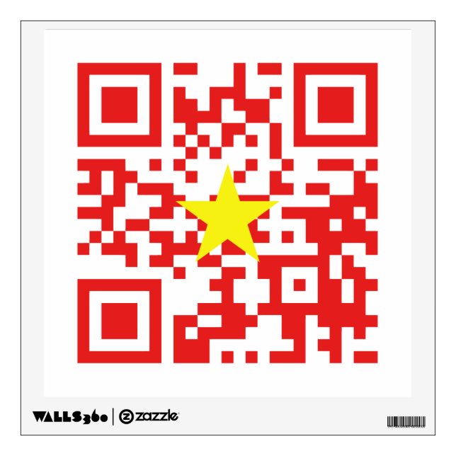 I Love Vietnam (Tôi Yêu Việt Nam) Flag QR Code Wall Decal (Front)