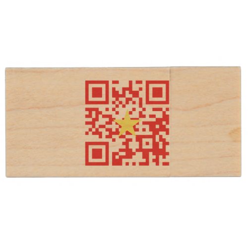 I Love Vietnam Ti Yu Việt Nam Flag QR Code Wood Flash Drive