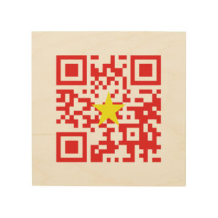 I Love Vietnam (Tôi Yêu Việt Nam) Flag QR Code Wood Wall Art