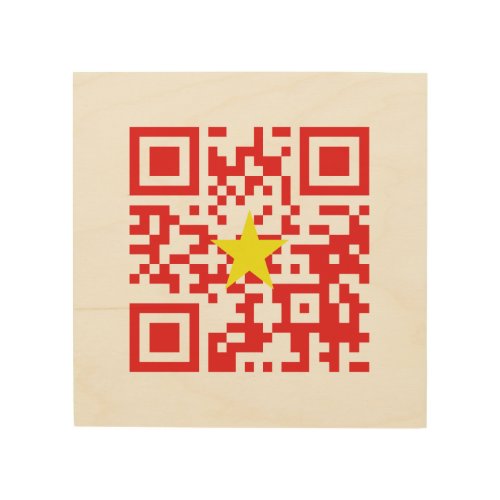 I Love Vietnam Ti Yu Việt Nam Flag QR Code Wood Wall Art