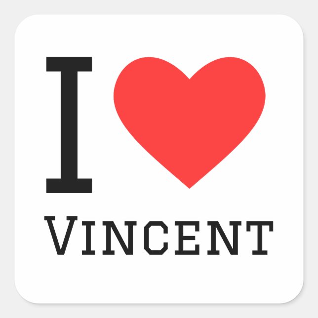I love Vincent Square Sticker (Front)