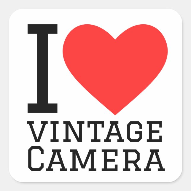I love vintage camera  square sticker (Front)