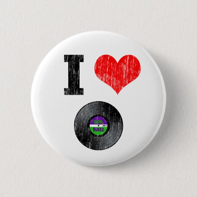 I Love Vinyl Records Button (Front)