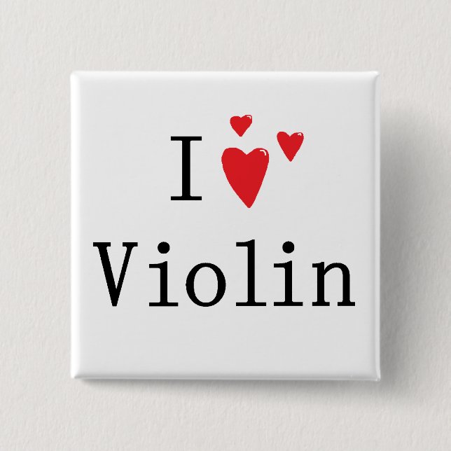 I Love Violin Button (Front)