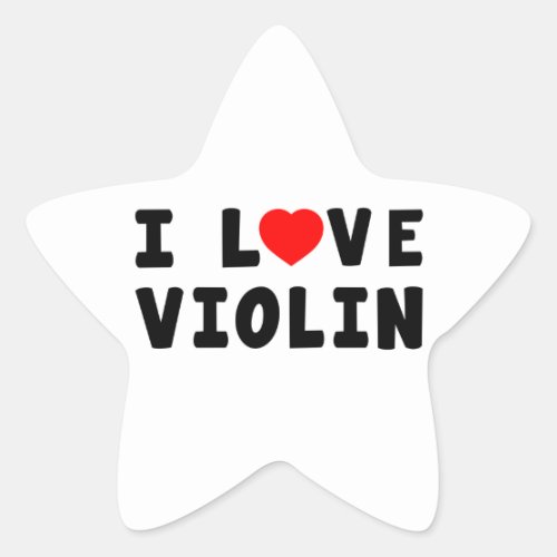I Love Violin Star Sticker