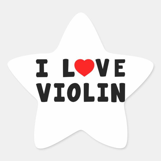I Love Violin Star Sticker (Front)