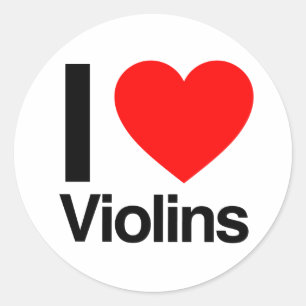 i love violins classic round sticker