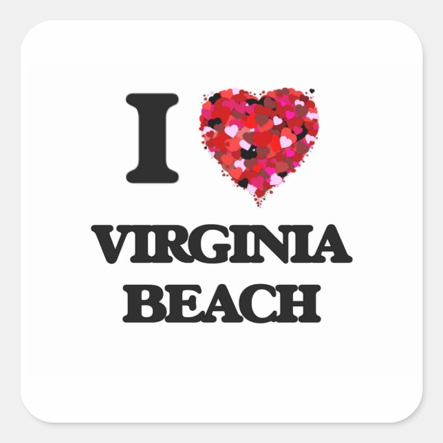 I love Virginia Beach Virginia Square Sticker (Front)