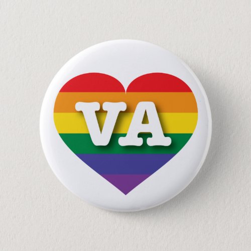I love Virginia Gay Pride Rainbow Heart Pinback Button